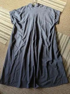 紺色半袖シャツワンピース