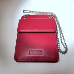 新品未使用 Supreme シュプリーム 18AWレザー IDホルダーケース 赤