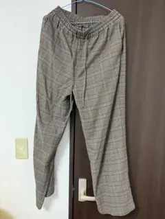 GU チェックドローストリングワイドパンツ