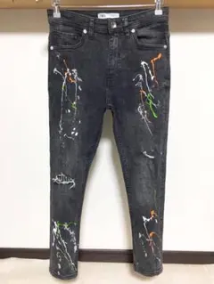 ペイント ZARA MAN ストライプ ストレッチ スキニー デニム