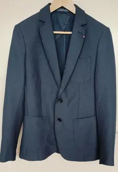 ZARA メンズ ジャケット　ネイビー ワッフル テーラード カジュアル