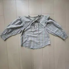 ブラウス　チェック　リボン　韓国子供服