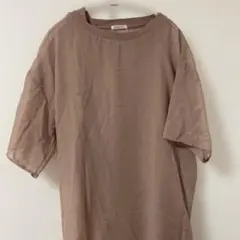 春物夏物ベージュ 半袖 チュニックワンピース