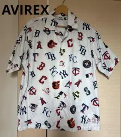 レア　AVIREX アヴィレックス　MLB コラボ総柄　ベースボールシャツ M