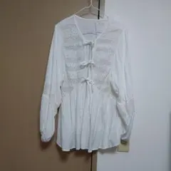 リボンブラウス 白 長袖