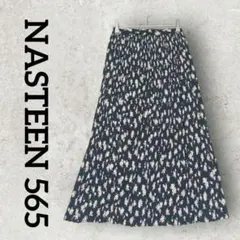 NASTEEN 565 花柄プリーツスカート ロング花柄スカート (W60) 紺