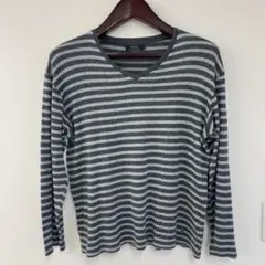 ラルフローレン Ralph Lauren グレー ボーダー 長袖シャツ Mサイズ