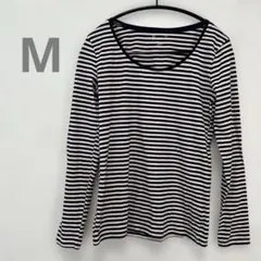 GUストライプ 長袖Tシャツ インナーネイビー M
