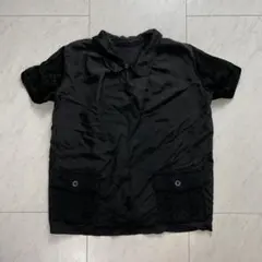 ブラックコムデギャルソン ２次元 丸襟 ステッチシャツ 半袖 コットン綿 ブラックコムデギャルソン 2次元 丸襟 ステッチシャツ 半袖 コットン綿