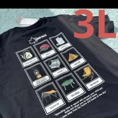 3L ロゴスデイズ　LOGOS DAYS　Tシャツ ロゴ　黒　キャンプ用品柄