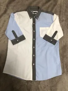 メンズ　半袖シャツ　バイカラー　L