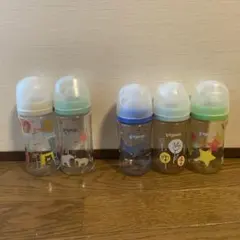 【美品】ピジョン 母乳実感240ml 乳首LL付 5本セット(おまけ付)