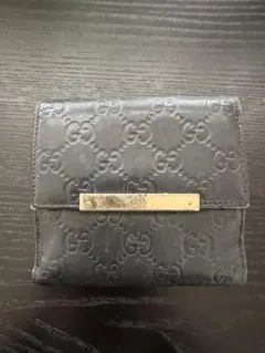 Gucci 濃紺レザー 二つ折り財布