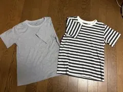 無印　グレーとボーダーTシャツ　140サイズ