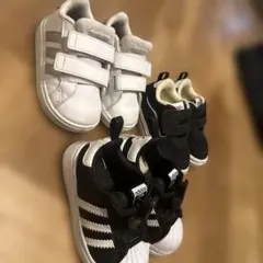 adidas vans ベビースニーカー黒/白　3セット