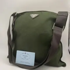 PRADA プラダ ショルダーバッグ 三角ロゴ ナイロン カーキ カード付き