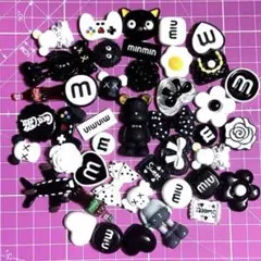 【新品①】 デコパーツ プラパーツ モノトーン ベア ハート 42個 まとめ売り