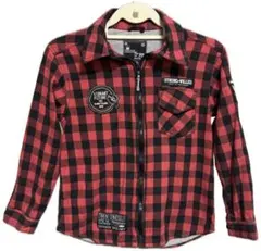 赤黒チェック長袖シャツ　Y2K