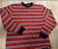 BEAMS 赤/白/黒 ストライプ 長袖カットソー　Mサイズ