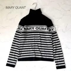 MARY QUANT 長袖ニット セーター タートル ロゴ ボーダー 黒 日本製のサムネイル