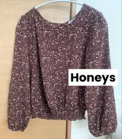 ハニーズ　COLZA 花柄 長袖ブラウス ブラウン Mサイズ　フェミニン　美品のサムネイル