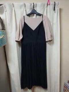 GU ノースリーブ ロングワンピース ブラック/ベージュ