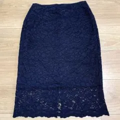 GU 総レースタイトスカート Mサイズ ネイビー　美品 フォーマル キレイめ