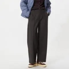 ユニクロ　ブラッシュドジャージーワイドパンツ　ダークブラウン