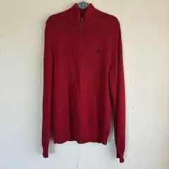 POLO RALPH LAUREN ハーフジップニット レッド 刺繍ロゴ