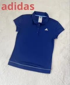 adidas アディダス青 ゴルフレディースポロシャツ 半袖ゆったりサイズ