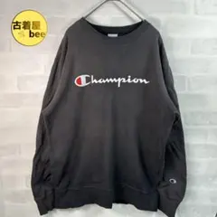 Champion ロゴスウェット ブラック XL ビッグシルエット y2k