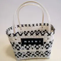 MARNIかごバックチェックホワイト系
