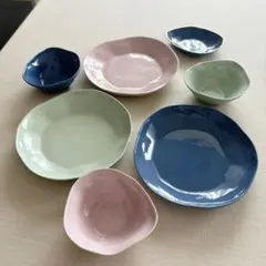 amai アマイ インドシン 7枚セット ボウル プレート グリーン ピンク