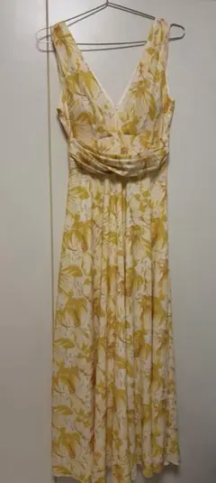BRUKEI 花柄ロングドレス イエロー