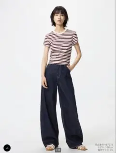 ユニクロ　バギーカーブジーンズ　navy 22丈短め