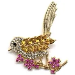 小鳥 ブローチ ラインストーン キラキラ 可愛い 鳥モチーフ