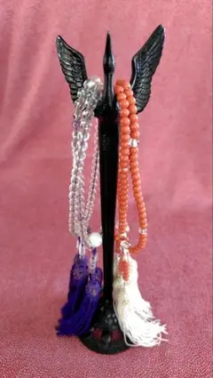 【数珠掛け】鶴亀☆金属製☆スタンド☆和風オブジェ