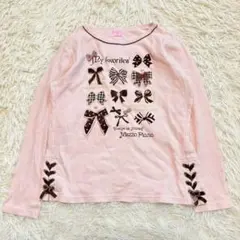 n2487 メゾピアノ キッズ150 ロンT 長袖 リボン ガーリー ナルミヤ