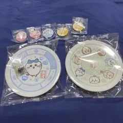 ちいかわくら寿司皿2枚缶バッチ5個フィギュア1個セット