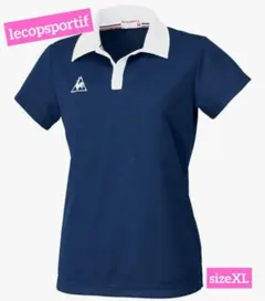 新品　lecopsportif ネイビー　スキッパーシャツ　半袖　　XL