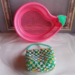 ★【最終値下げ！】★【小さな野菜型ザル＆小さなビ一ズバッグ】★