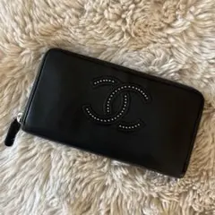 美品★激レア★シャネル　ココマーク　スタッズラウンドファスナー★長財布