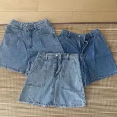 LOVETOXIC デニム半ズボン・スカート3点セット　160cm まとめ売り