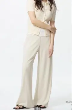 UNIQLO クレープジャージーストレートパンツ M/ナチュラル