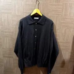 WYM KNIT SHIRT CARDIGAN ニットポロカーディガン ブラック
