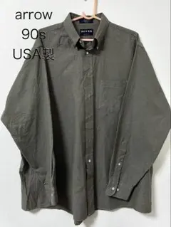 90s ARROW DOVER USA製　ヴィンテージ　メンズ　シャツ　長袖　灰