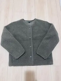 ユニクロ UNIQLO ボアフリースクルーネックカーディガン　S カーキ