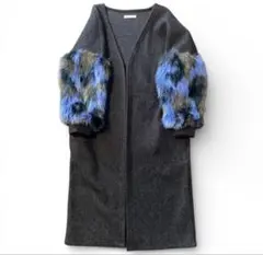 【美品】&.NOSTALGIA コート　黒×グレー MーL フェイクファー