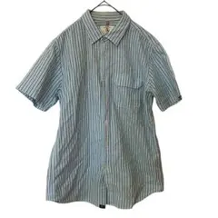 訳あり エーグル AIGLE シャツ（M）水色 ストライプ 半袖 メンズのサムネイル