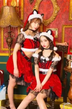 ブラックレースキャットサンタ　6点セット　コスプレ